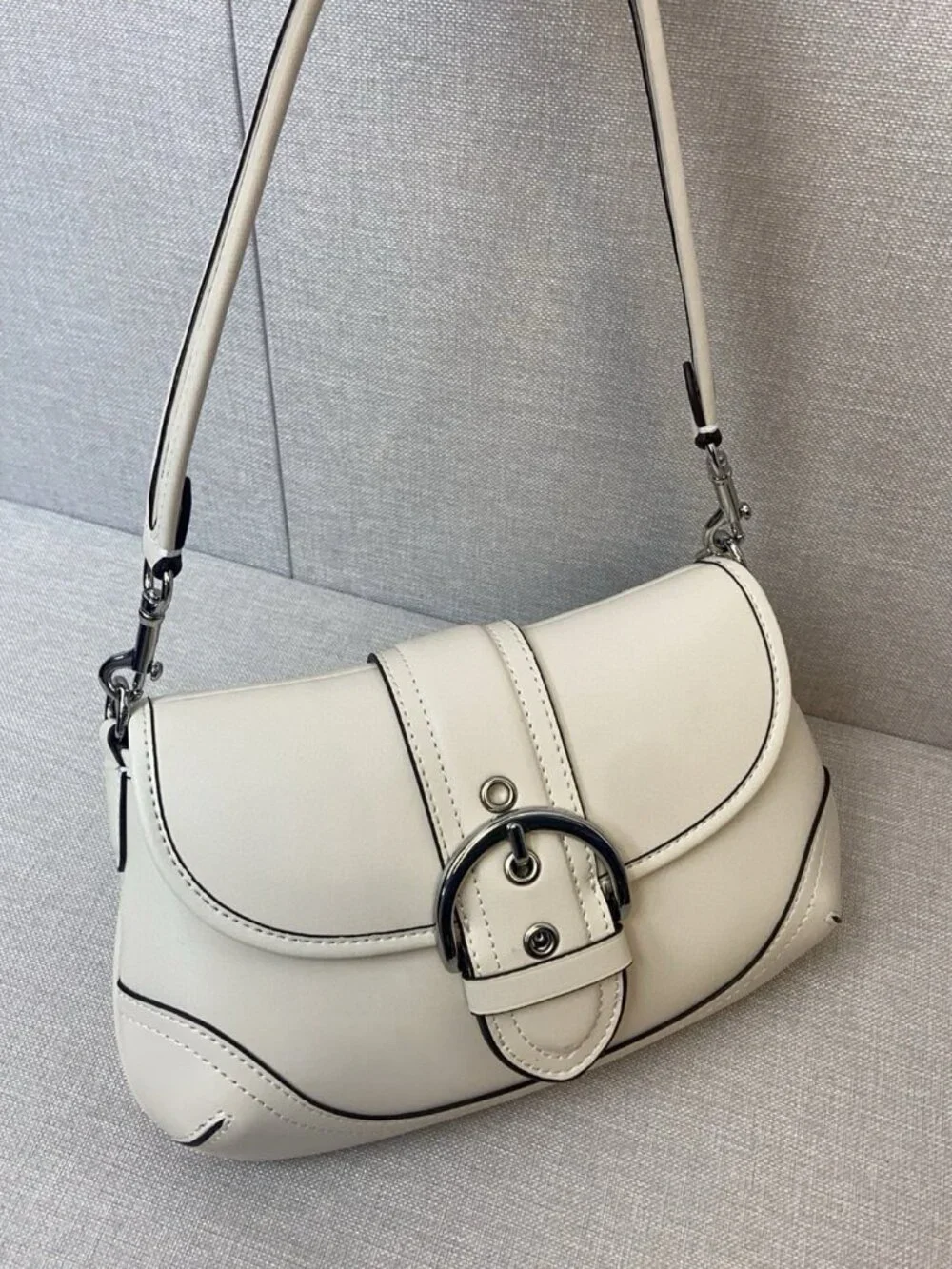 COACH The Soho Flap Off White Smooth Leather Shoulder Bag - Picture 2 of 9